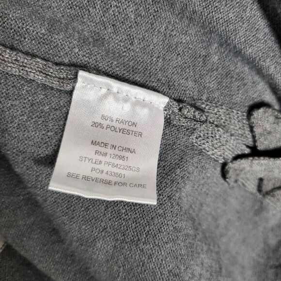 Pink Rose Gray Hooded Open Cardigan with Pink White Stripes Pockets Size Large - Picture 5 of 8